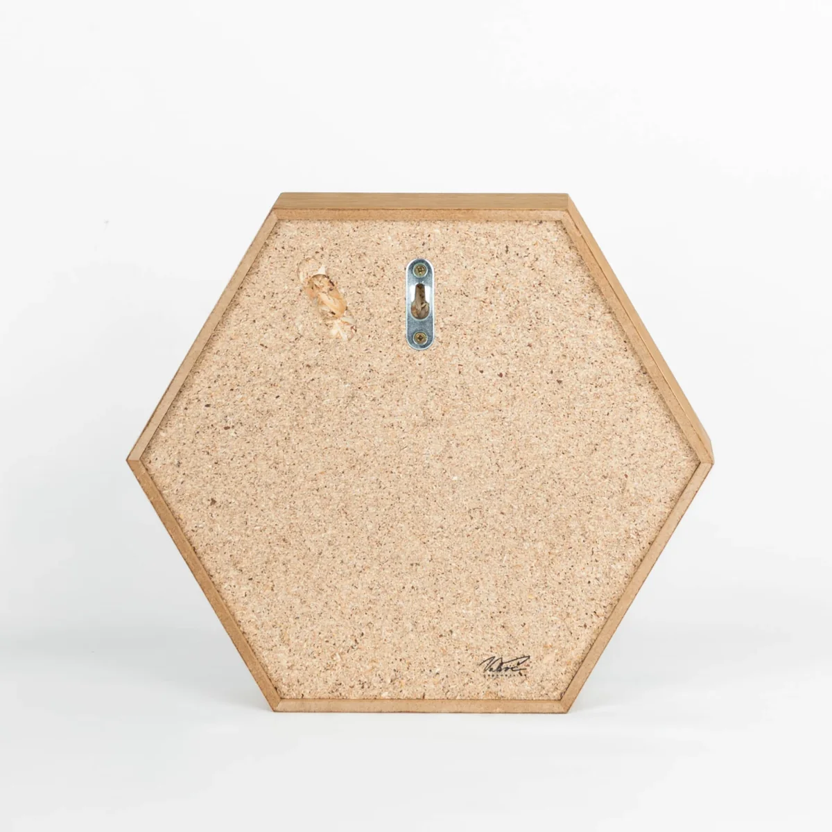 Rückseite eines sechseckigen Holzrahmens